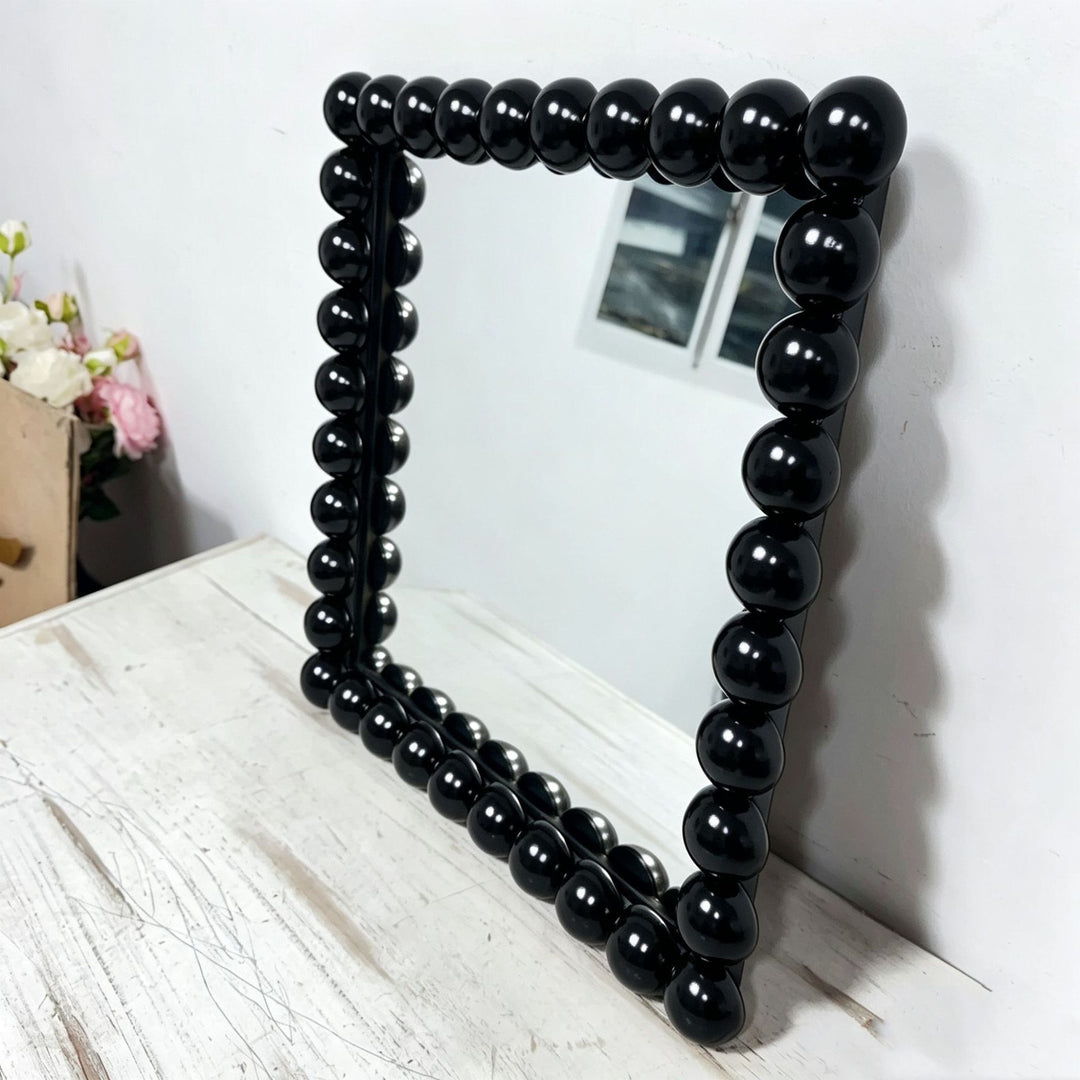 Decorative Square Wall Mirror with Beaded Frame Kalsten