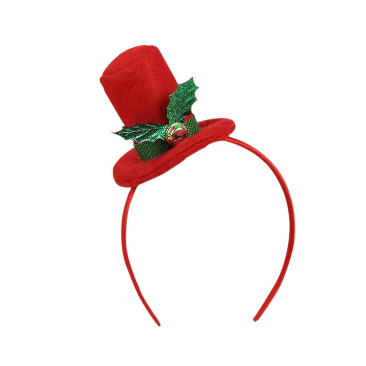 Christmas headband with Santa hat and plant motif