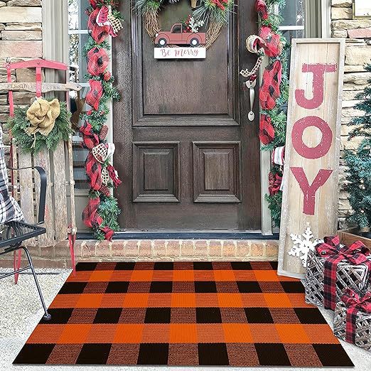 Plaid Outdoor Welcome Mat