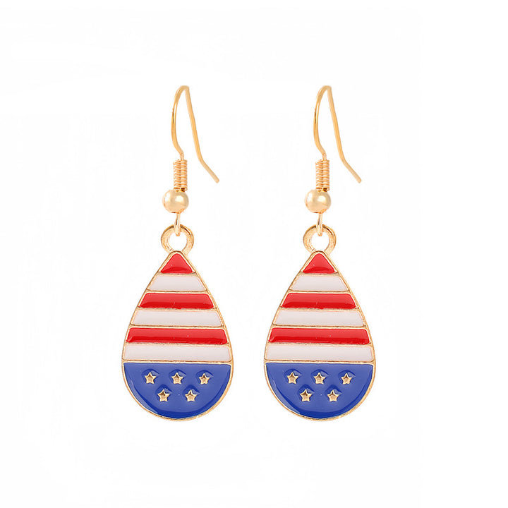 Ladies enamel earrings horseshoe with star stripe motif Kalsten