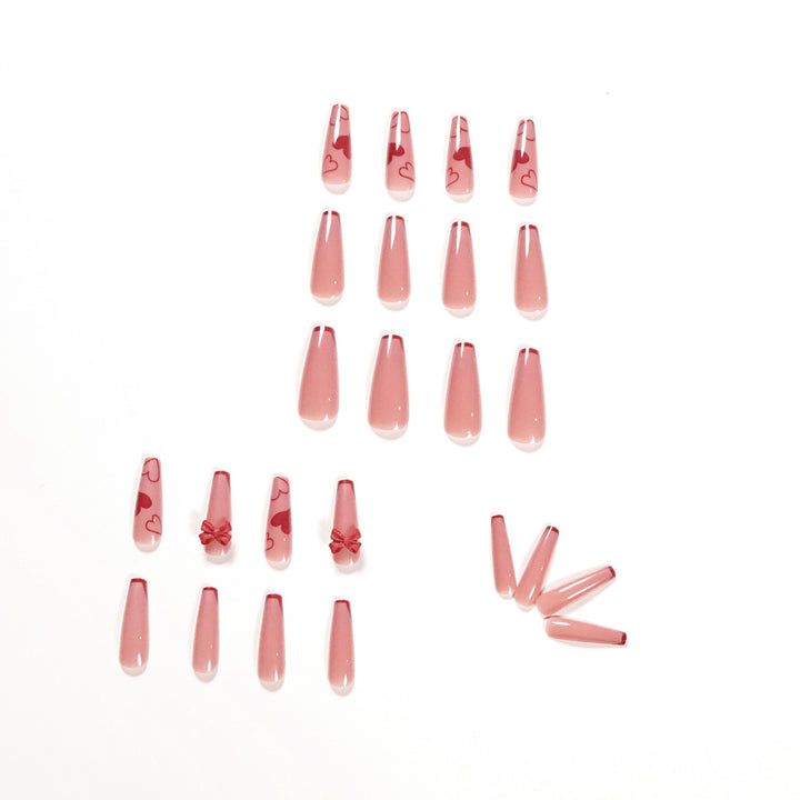 Elegant Artistic Nail Extensions with Romantic Heart Designs Kalsten