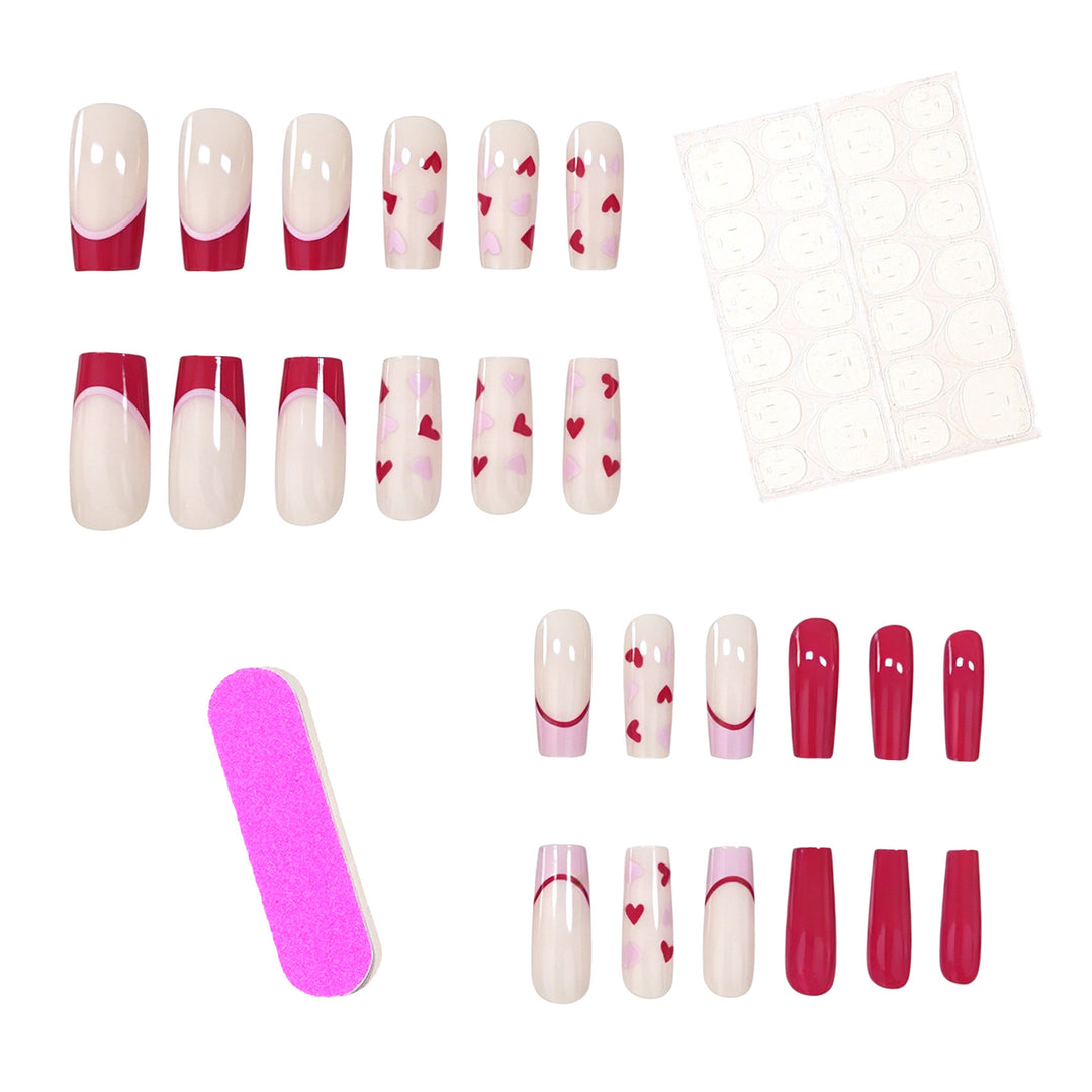Artistic Heart-Pattern Acrylic Nail Art Extensions Kalsten