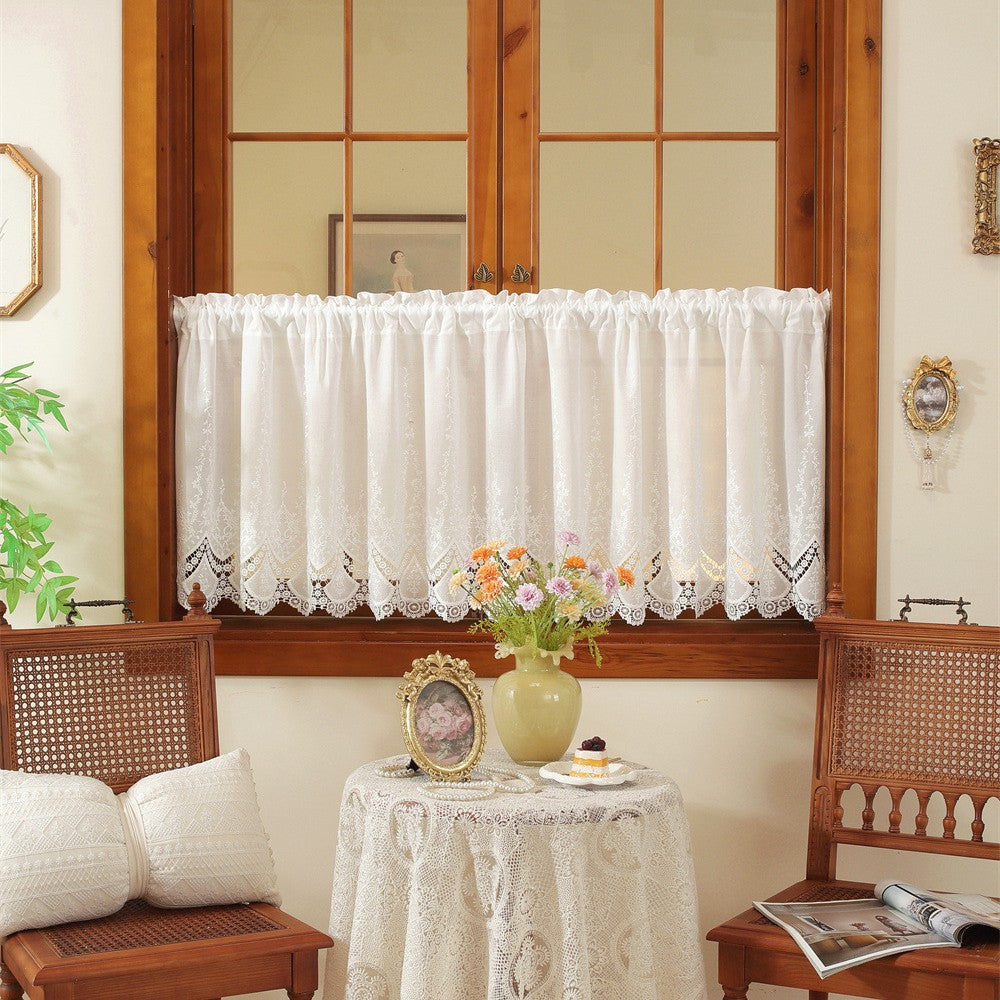 Embroidered Lace Kitchen Curtain