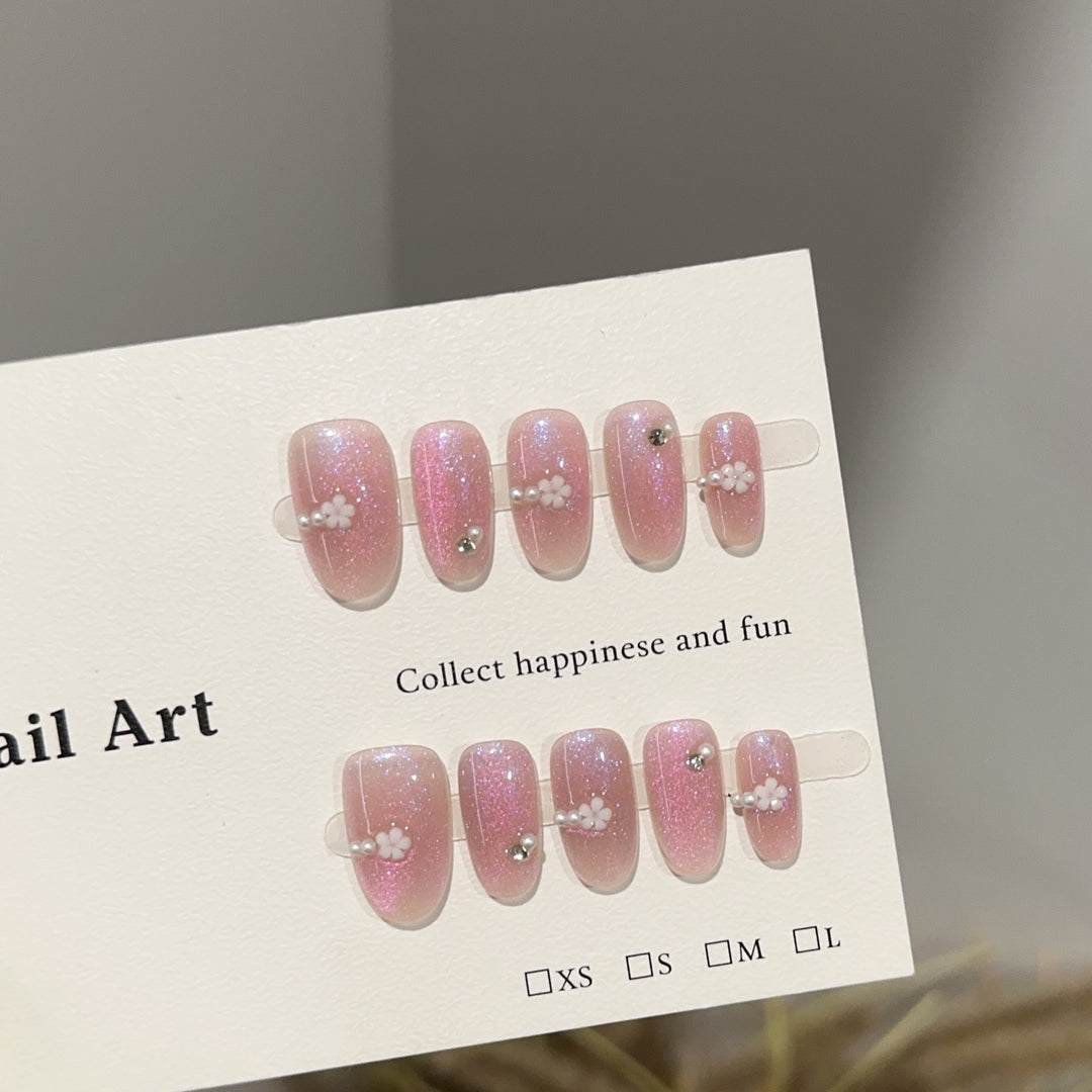 Floral Embellished Press-On Nail Art Set