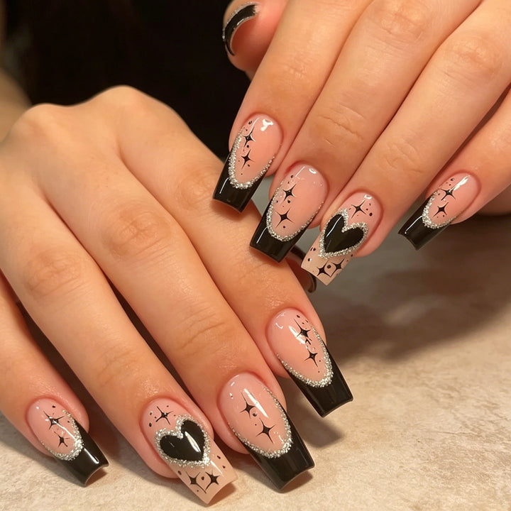 Elegant Heart-Embellished Nail Art Enhancements Kalsten