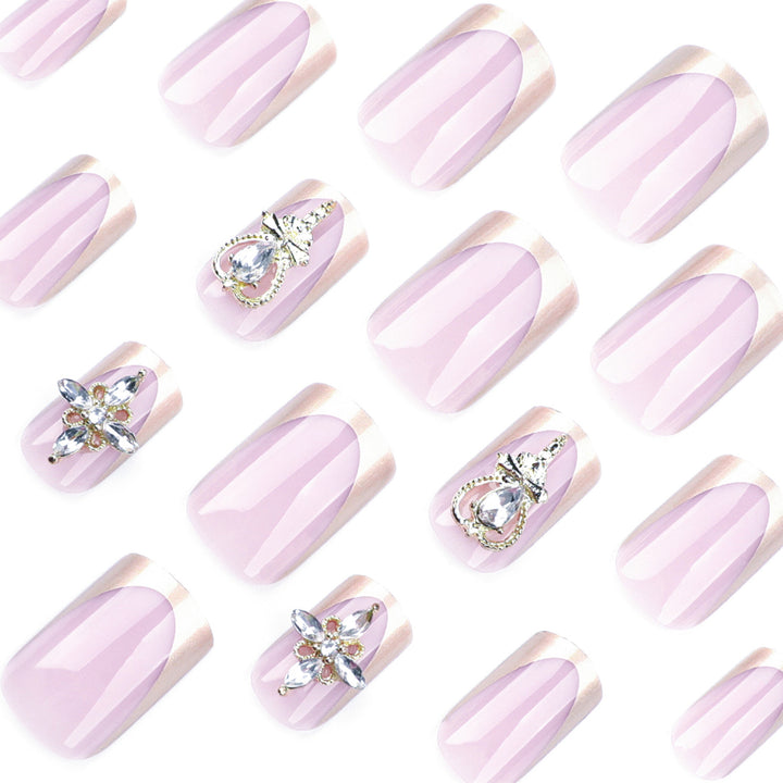 Artful Nail Extensions with Gold Accents Kalsten