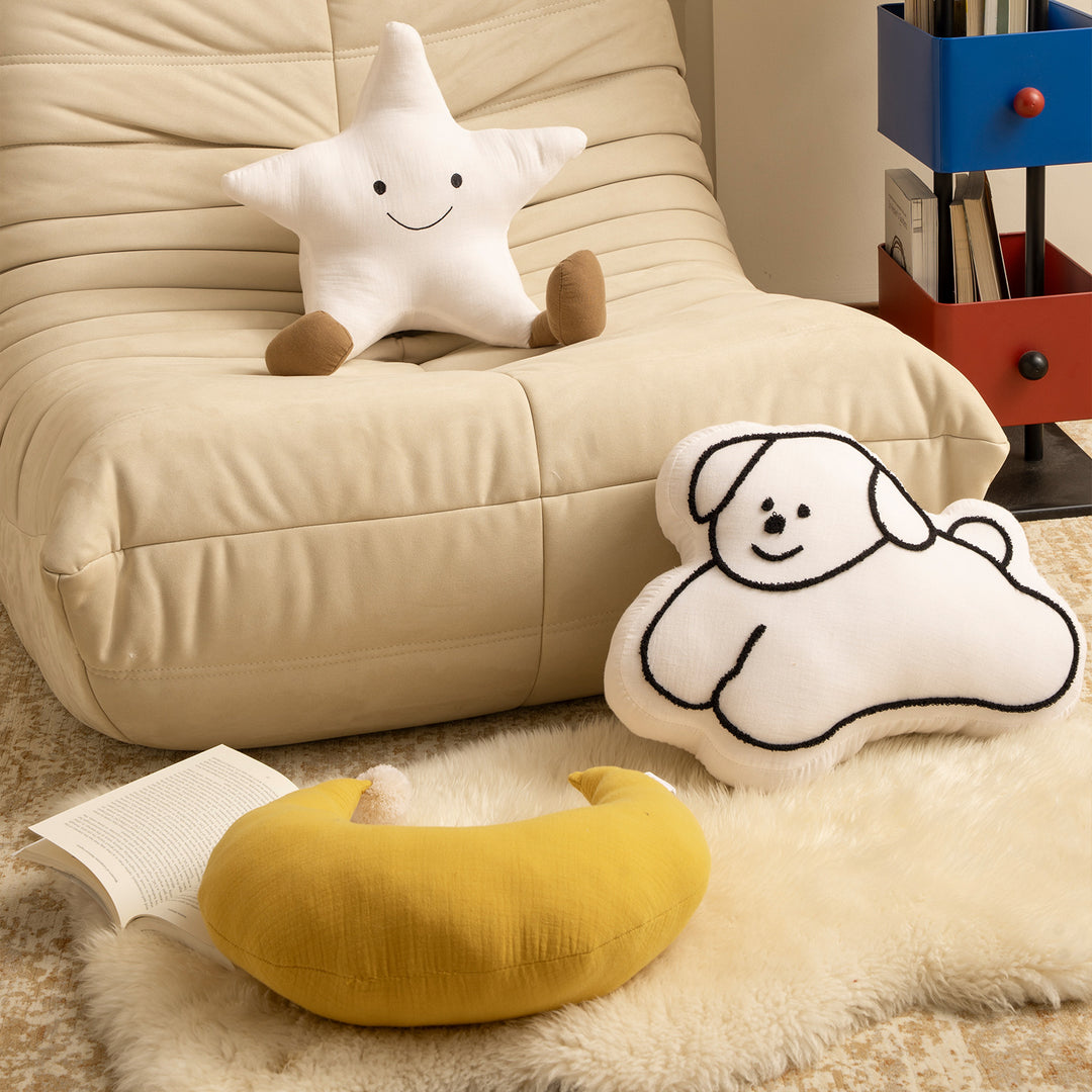 Cute cloud cuddle pillow with dog motif and chenille contour Kalsten