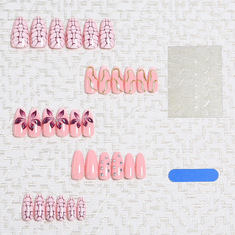 Acrylic nail set with glamorous design and sparkling accents Kalsten