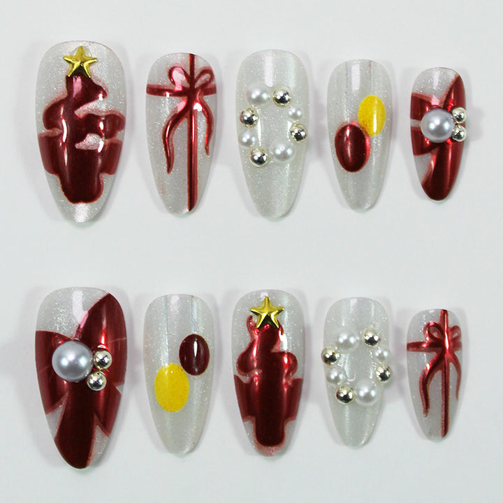 Artificial nail set with festive Christmas designs Kalsten