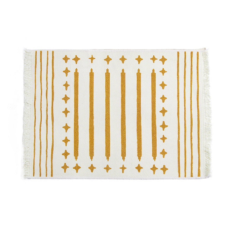 Woven placemat made of cotton blend with geometric diamond trim and fine texture Kalsten
