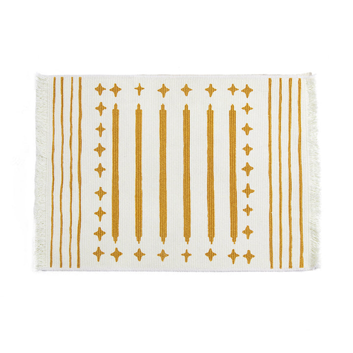 Woven placemat made of cotton blend with geometric diamond trim and fine texture Kalsten