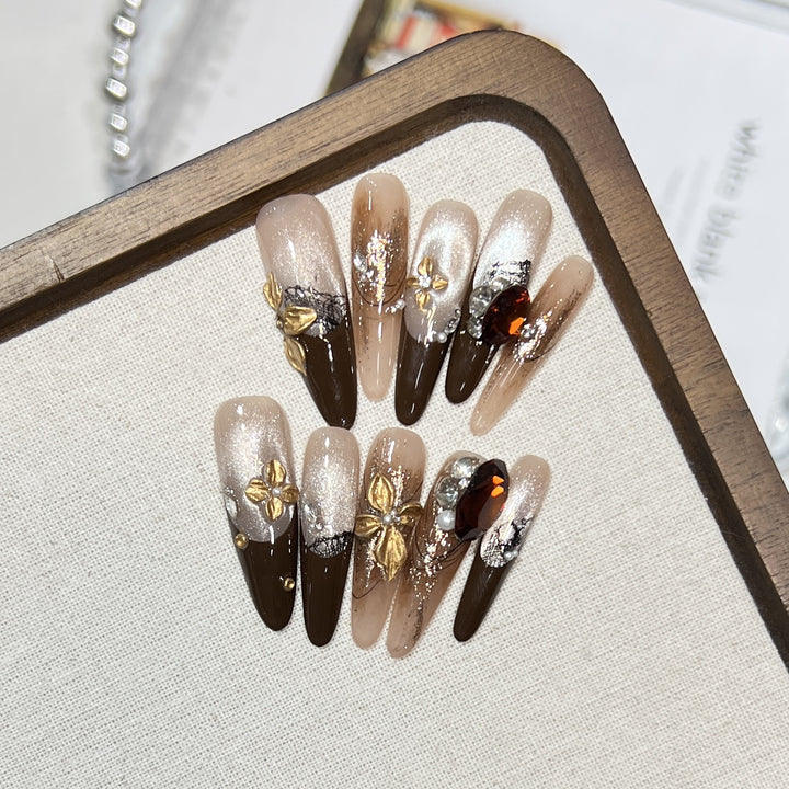 Elegant Stiletto Press-On Nail Set with Glamorous Embellishments Kalsten