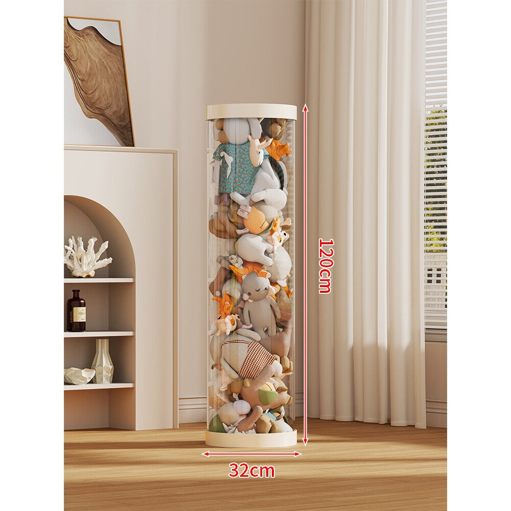 LED-lit Transparent Plush Toy Showcase Cylinder