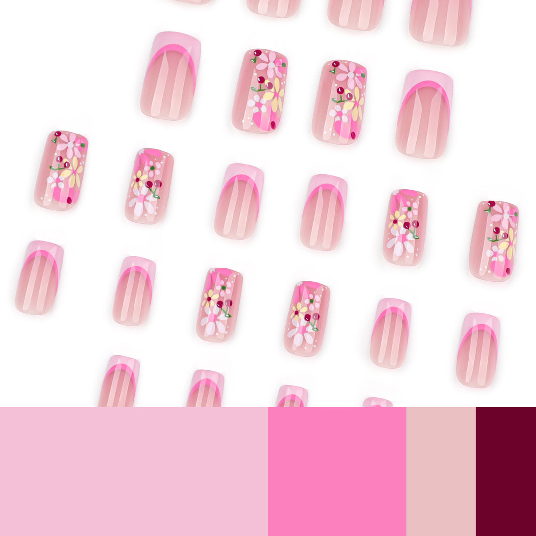 Artful nail design with colorful floral patterns Kalsten