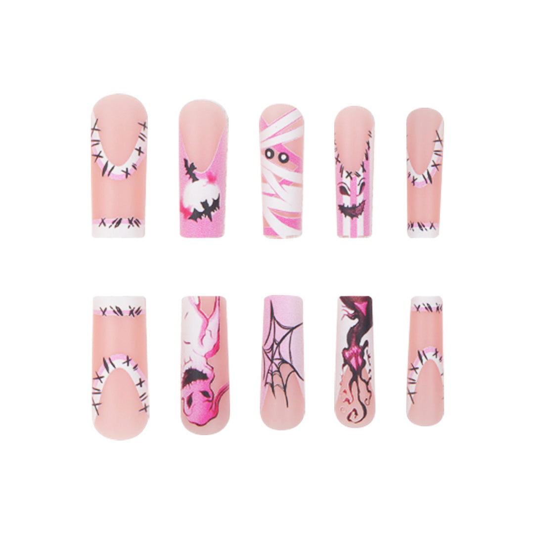 Theatrical Halloween-Themed Long Press-On Nails Kalsten