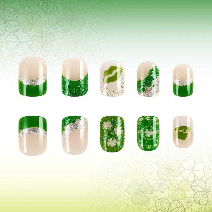 Festive Green-Themed Press-On Nail Set Kalsten