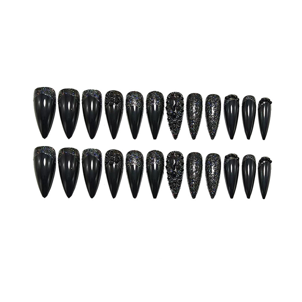 Artificial nails in elegant stiletto design with sparkling rhinestone appliqués Kalsten