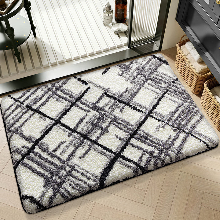 Plush Textured Zigzag Bath Mat Kalsten