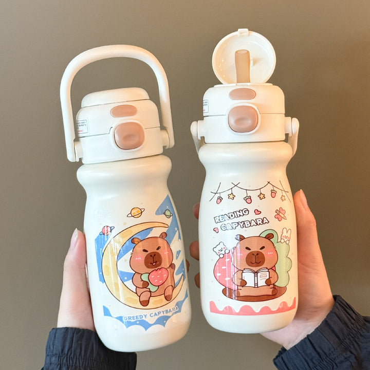Insulated stainless steel drinking bottle with cute capybara design Kalsten
