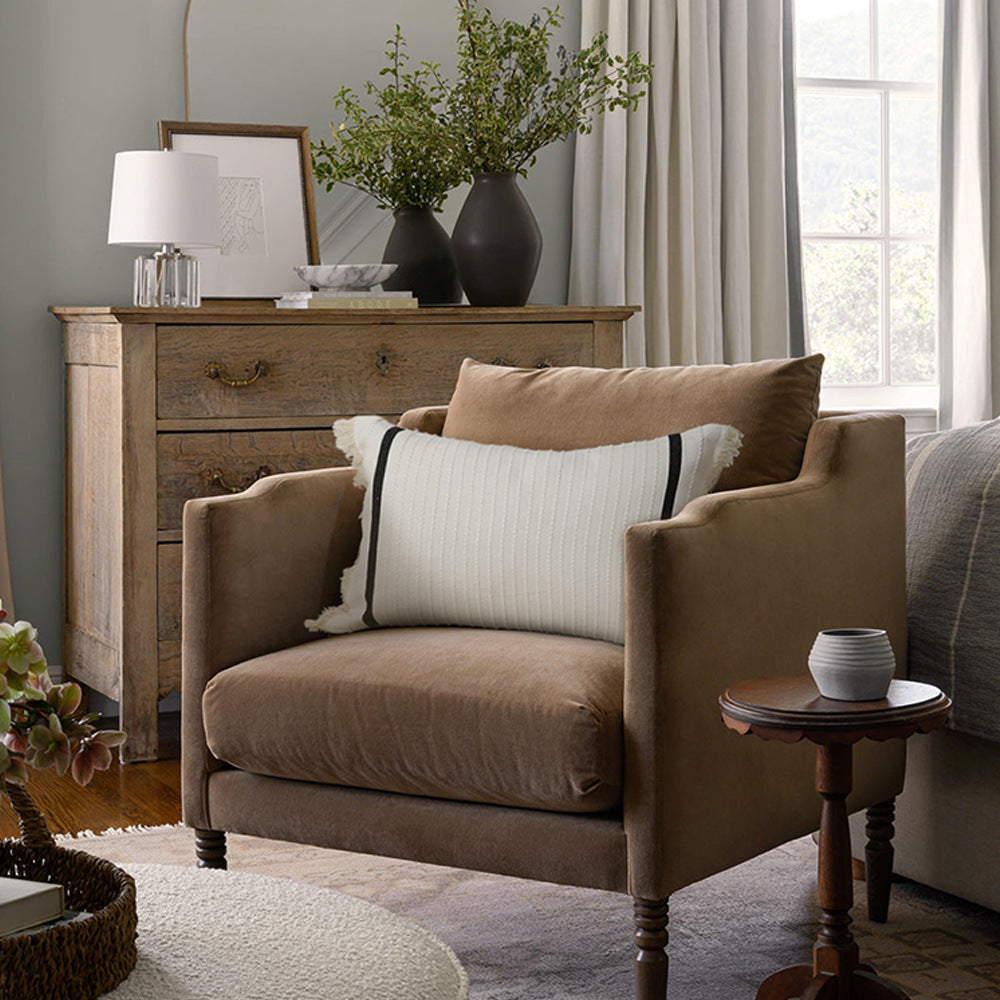 Boho cushion cover with fringes and textured weaving Kalsten