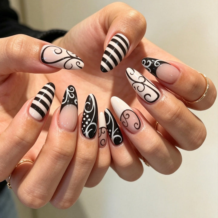 Artificial nails with modern night motif Kalsten