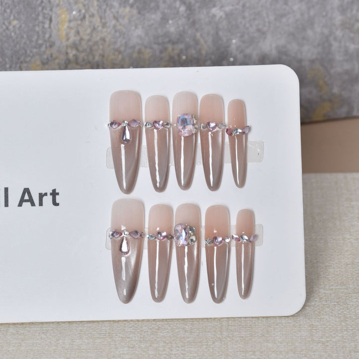 Artistic Rhinestone-Embellished Press-On Nail Extensions Kalsten