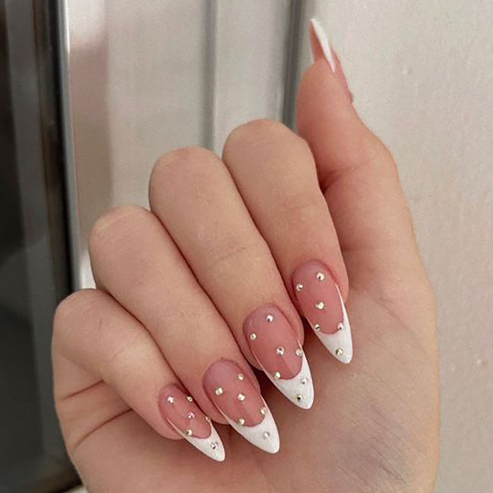 Elegant Stiletto Nail Extensions with Rhinestone Accents Kalsten
