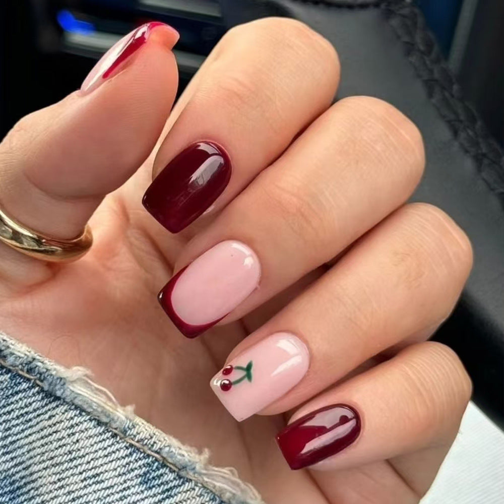 Creative Cherry-Embellished Acrylic Press-On Nails Kalsten