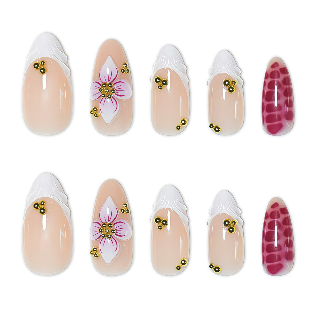 Artistic 3D Floral Design Press-On Nails Kalsten