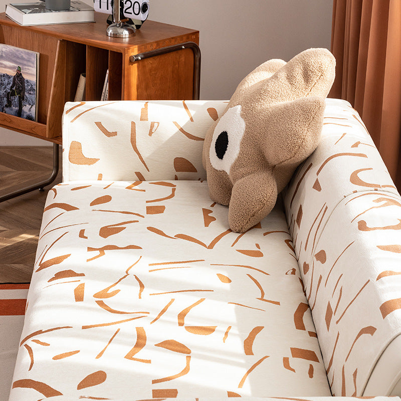 Stretch sofa cover with abstract brushstroke print and elastic waistband Kalsten