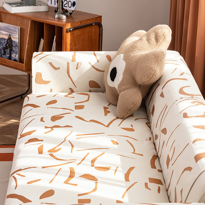Stretch sofa cover with abstract brushstroke print and elastic waistband Kalsten