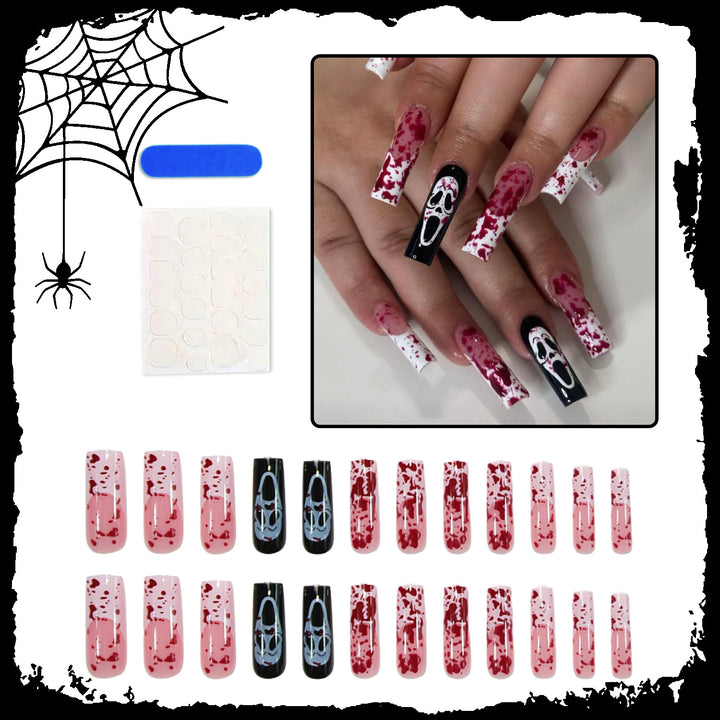 Halloween Fake Nail Set with Exciting Bloody Designs and Creepy Motifs Kalsten