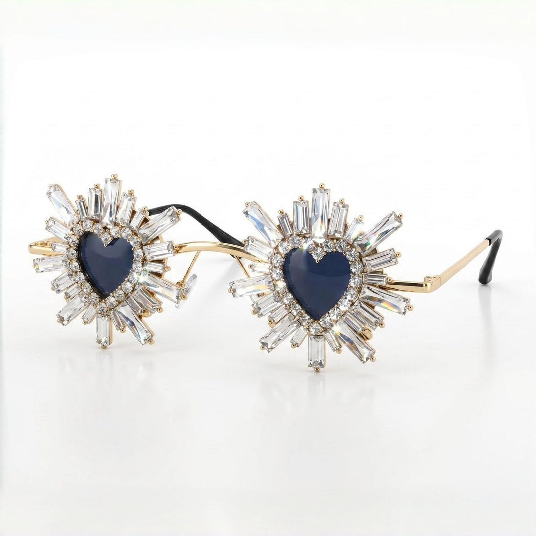 Women Heart-Shaped Sunglasses with Sparkling Crystal Decoration Kalsten