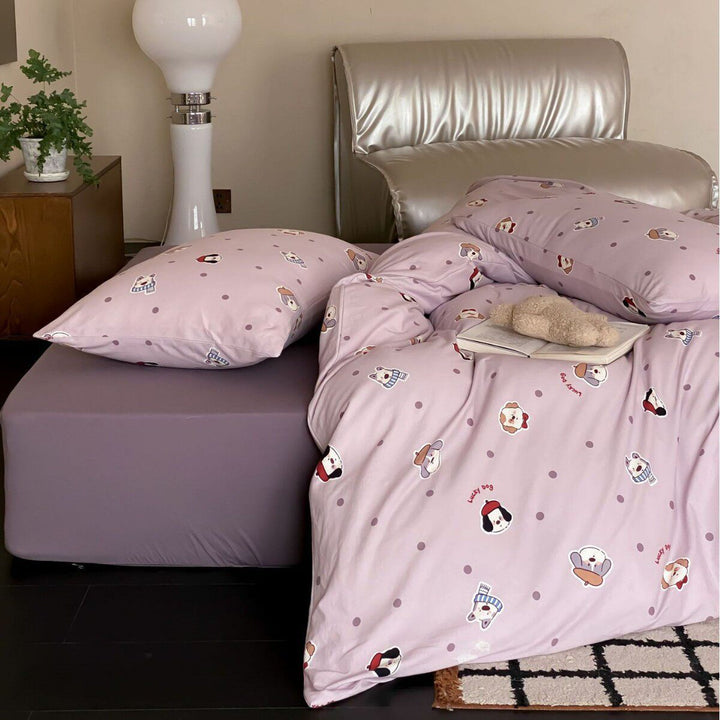 Cotton jersey bedding set with cute dog motif and fine cotton touch