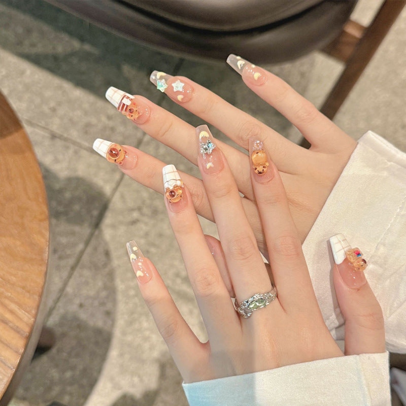 Artificial nail set with charming animal design and sparkling crystal embellishments Kalsten