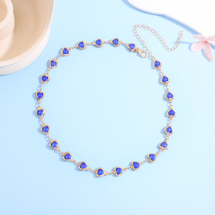 Heart-Shaped Gemstone Choker Necklace Kalsten