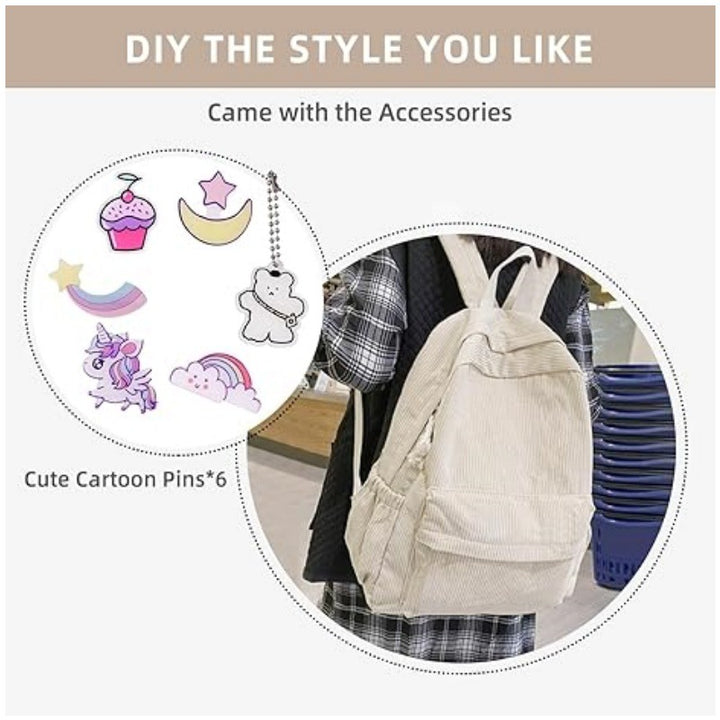 Cord backpack with deep storage and stylish accents Kalsten