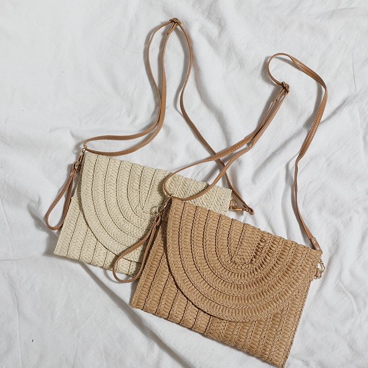 Handbag Made of High-Quality Woven Straw with Elegant Flap Closure Kalsten