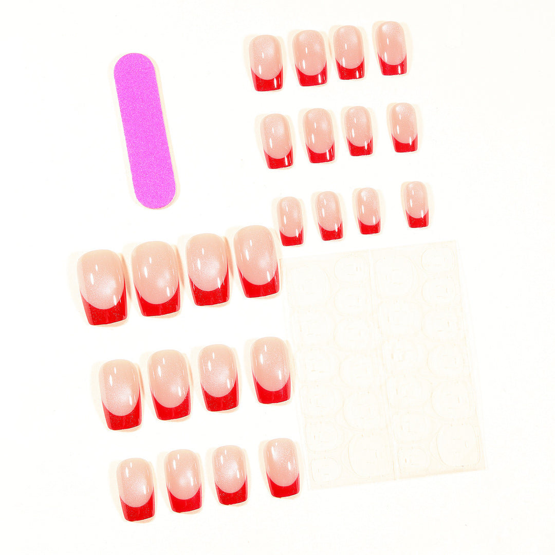 Elegant Glossy French Tip Nail Art Extensions Kalsten