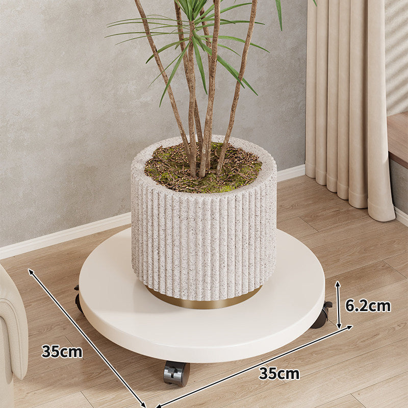 Round Wooden Rolling Plant Caddy