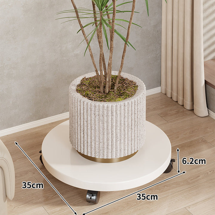 Round Wooden Rolling Plant Caddy