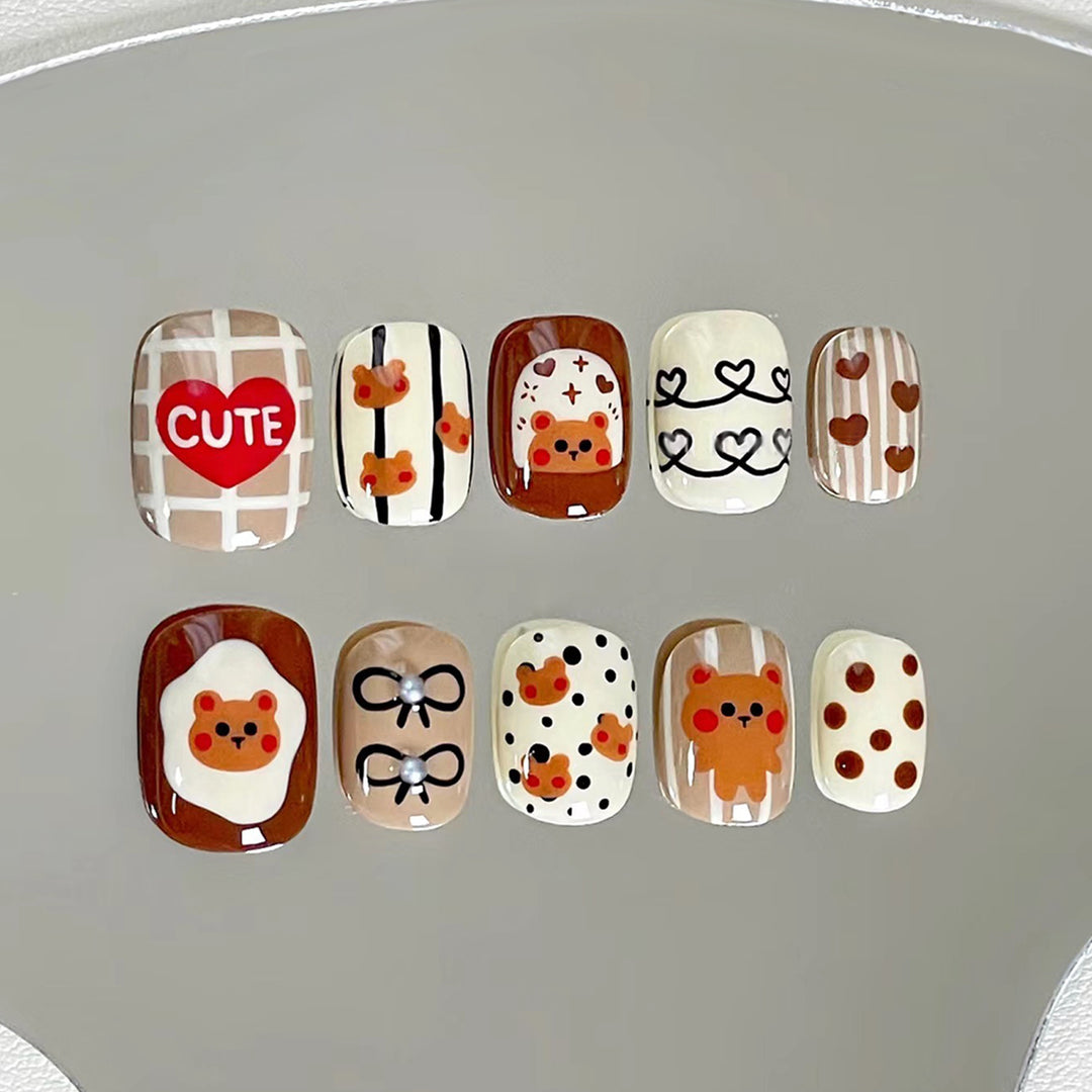 Elegant Long Press-On Nails Set with Artistic Tips Kalsten