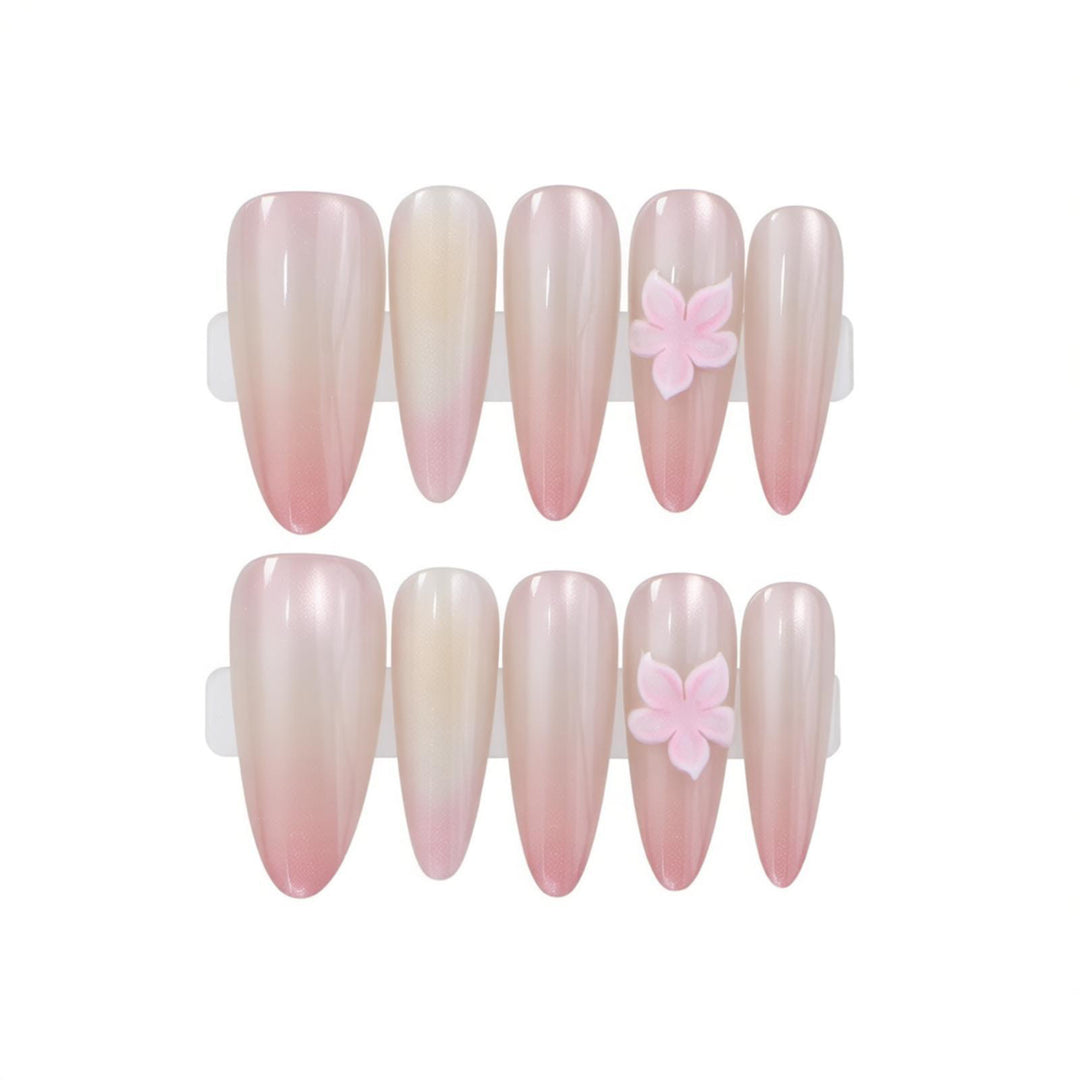 Elegant Press-On Nail Set with Floral Accents Kalsten
