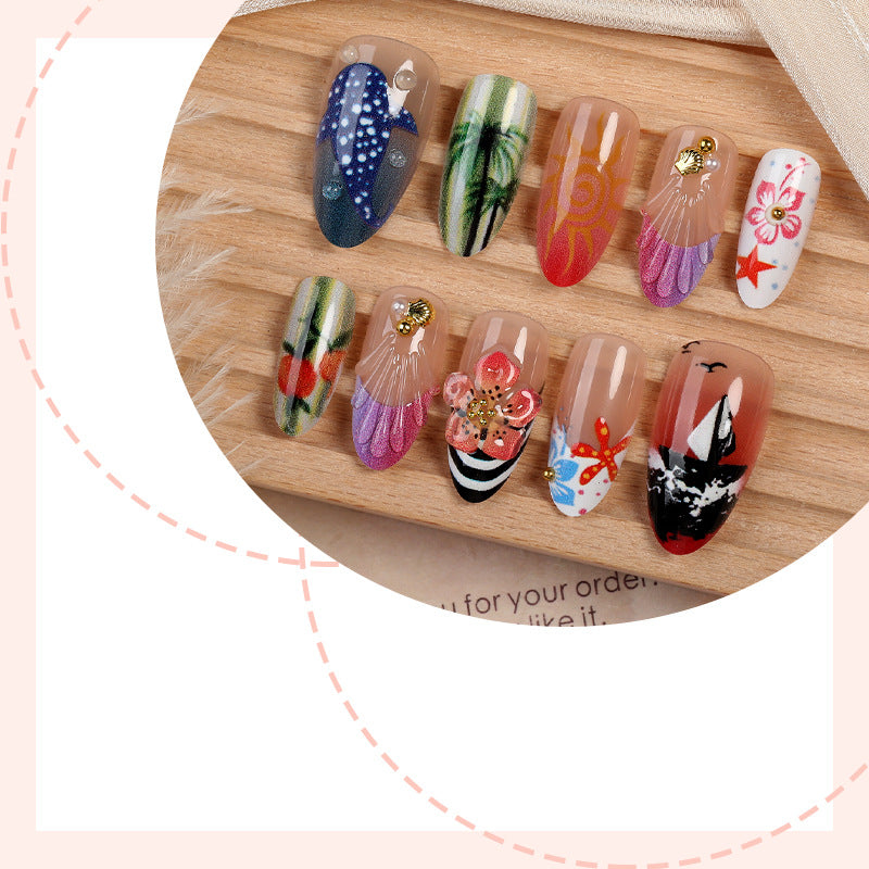 Creative acrylic nail set with maritime motifs Kalsten
