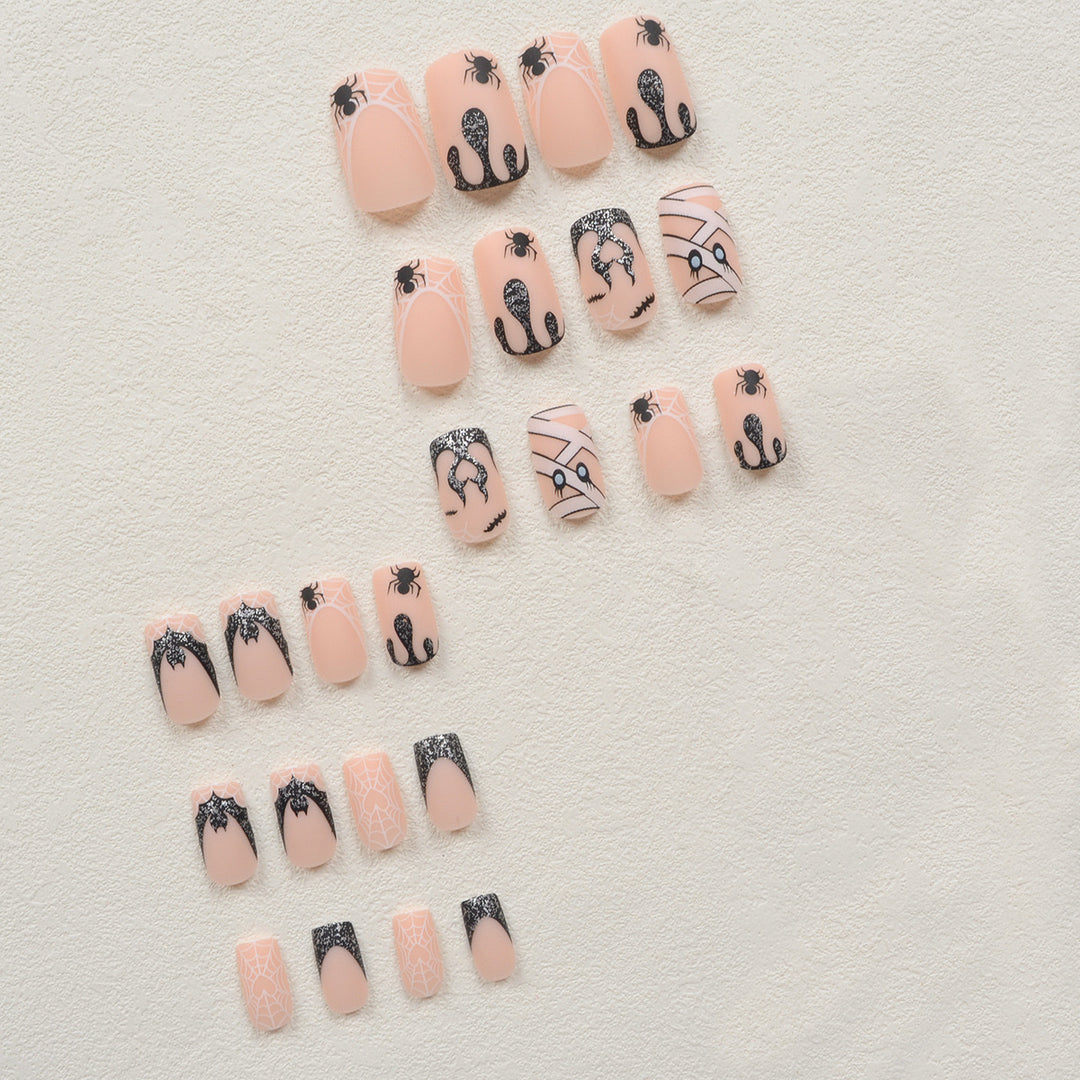 Halloween Artificial Nail Set with Creepy Spider and Web Designs Kalsten