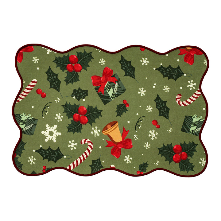 Christmas wipeable placemat with wavy hem and nostalgic Santa motif Kalsten