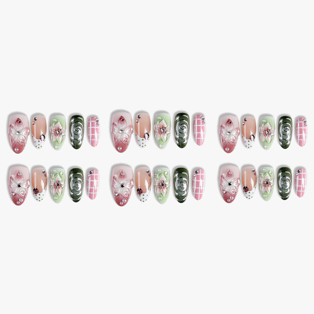 Artistic Floral Design Press-On Nail Set kalsten