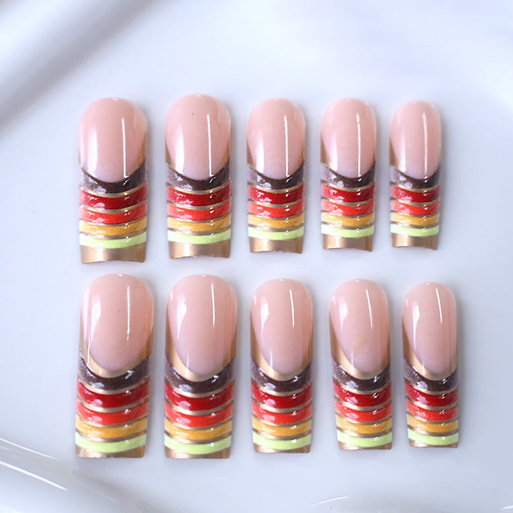 Artistic French Tip Nail Set Kalsten