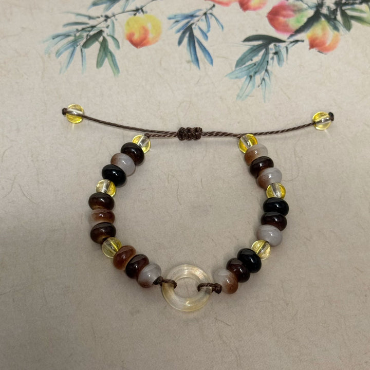 Adjustable Gemstone and Glass Bead Bracelet Kalsten