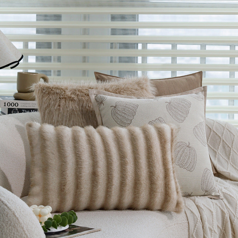 Square cushion cover with fine herringbone pattern and piping Kalsten
